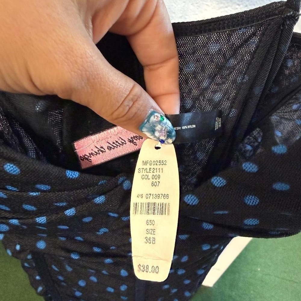 Victoria's Secret black with blue polka dot corset top - Picture 5 of 8